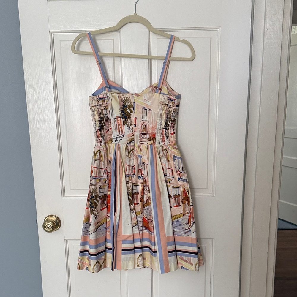 Amanda Uprichard Cream, Blue and Peach Striped Dress - Picture 5 of 6